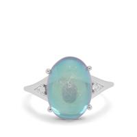Blue Moonstone Ring with White Zircon in Sterling Silver 6.05cts