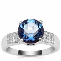 Hope Topaz Ring with White Zircon in Sterling Silver 3.33cts