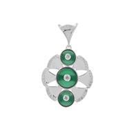 Green Onyx Pendant with White Topaz in Sterling Silver 3.10cts