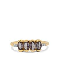 Bekily Blue Colour Change Garnet Ring with White Zircon in 9K Gold 1.15cts