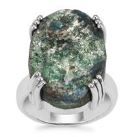 Fuchsite Drusy Ring in Sterling Silver 16cts