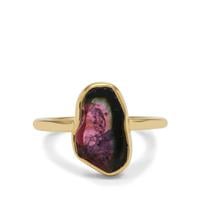 Parti Colour Tourmaline Ring in Gold Plated Sterling Silver 2.70cts