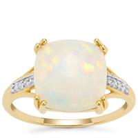 Ethiopian Opal Ring with Diamond in 9K Gold 3.45cts