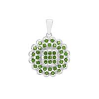 Chrome Diopside Pendant with White Zircon in Sterling Silver 1.70cts