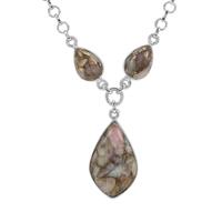 Copper Mojave Pink Opal Necklace in Sterling Silver 21cts