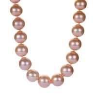 Naturally Papaya Edison Cultured Pearl Strand Graduated Necklace in Sterling Silver