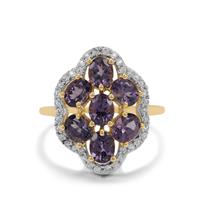 Mahenge Purple Spinel Ring with White Zircon in 9K Gold 3.10cts
