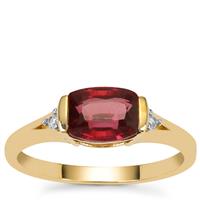 Salima Garnet Ring with White Zircon in 9K Gold 1.85cts