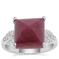 Bharat Ruby Ring with White Zircon in Sterling Silver 13.20cts