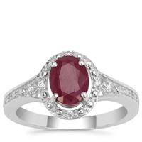 Bharat Ruby Ring with White Zircon in Sterling Silver 1.95cts