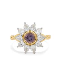 Mahenge Purple Spinel Ring with White Zircon in 9K Gold 2.70cts