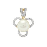 South Sea Cultured Pearl Pendant with White Zircon in 9K Gold (10mm)