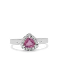 Ilakaka Hot Pink Sapphire Ring with White Zircon in Sterling Silver 1.10cts (F)