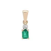 Panjshir Emerald Pendant with Diamond in 18K Gold 0.45ct