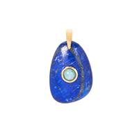 Sar-i-sang Lapis Lazuli Pendant with Amazonite in Gold Tone Sterling Silver 33.90cts