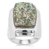 Fuchsite Drusy Ring in Sterling Silver 13cts