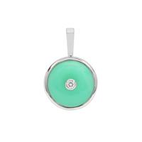 Chrysoprase Pendant with Café Diamond in Sterling Silver 5.95cts