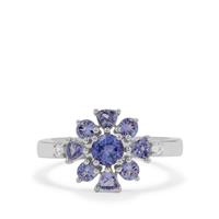 Tanzanite Ring with White Zircon in Sterling Silver 1.35cts
