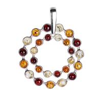 Baltic Cognac, Cherry & Champagne Amber Pendant in Sterling Silver