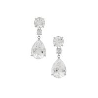 White Topaz Earrings in Platinum Plated Sterling Silver 21.30cts