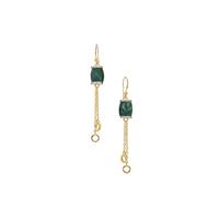 Malachite Earrings with White Zircon in Gold Plated Sterling Silver 15cts