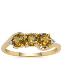 Mali Garnet Ring with Diamond in 9K Gold 1.30cts