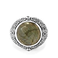 Labradorite Ring with Black Spinel in Sterling Silver 9.75cts