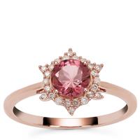 Congo Pink Tourmaline Ring with Natural Pink Diamond in 9K Rose Gold 0.95ct