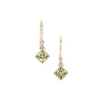Csarite® Earrings with White Zircon in 9K Gold 1.65cts