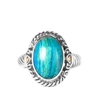 Samuel B Peruvian Opaline Ring in Sterling Silver with 18k Gold accents 6cts