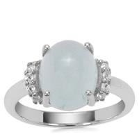 Aquamarine Ring with White Topaz in Sterling Silver 4.16cts