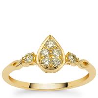 Natural Yellow Diamond Ring in 9K Gold 0.27ct