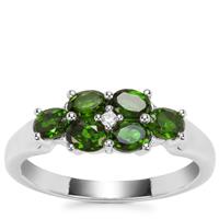 Chrome Diopside Ring with White Zircon in Sterling Silver 1.11cts