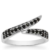 Black Spinel Ring in Platinum Plated Sterling Silver 0.45ct