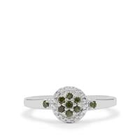 Green Diamond Ring in Sterling Silver 0.15ct