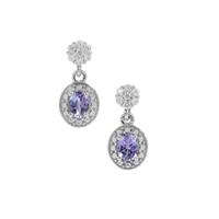 Tanzanite Earrings with White Zircon in Sterling Silver 1.10cts