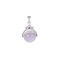 Type A Lavender Jadeite Pendant with White Topaz in Sterling Silver 18.39cts