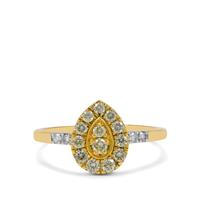 Natural Yellow Diamonds Ring with White Diamonds in 9K Gold 0.54ct