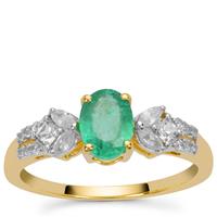 Colombian Emerald Ring with White Zircon in 9K Gold 1.15cts