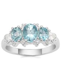 Ratanakiri Blue Zircon Ring with White Zircon in Sterling Silver 2.80cts