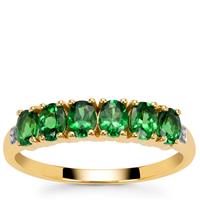 Tsavorite Garnet Ring with Diamond in 9K Gold 1.15cts