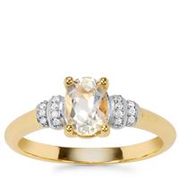Cuprian Sunstone Ring with Diamond in Gold Plated Sterling Silver 0.78ct