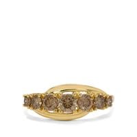 Champagne Diamond Ring in 9K Gold 1cts
