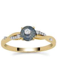 Lehrer TorusRing Montana Sapphire Ring with Diamond in 9K Gold 0.65ct