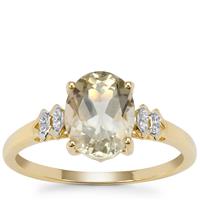 Peacock Parti Oregon Sunstone Ring with White Zircon in 9K Gold 1.72cts