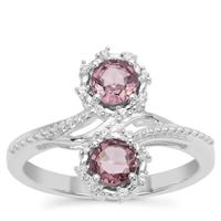 Burmese Spinel Ring with White Zircon in Sterling Silver 1.05cts
