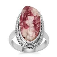 Pink Tourmaline Drusy Ring in Sterling Silver 10cts