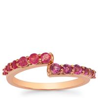 Pink Sapphire Ring with Rajasthan Garnet in 9K Rose Gold 0.90ct
