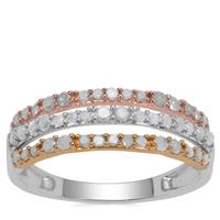 Diamond Ring in Three Tone Gold Plated Sterling Silver 0.51ct