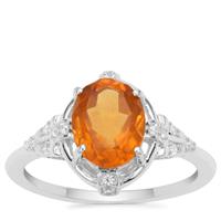 Burmese Amber Ring with White Zircon in Sterling Silver 0.85ct